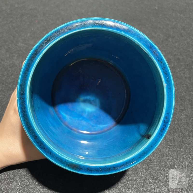 清康熙 孔雀蓝釉笔筒 - 图7